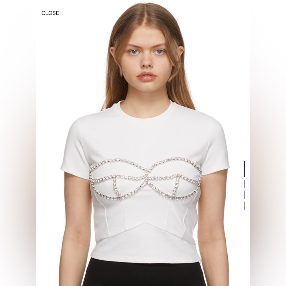 Area sequins white t shirt top